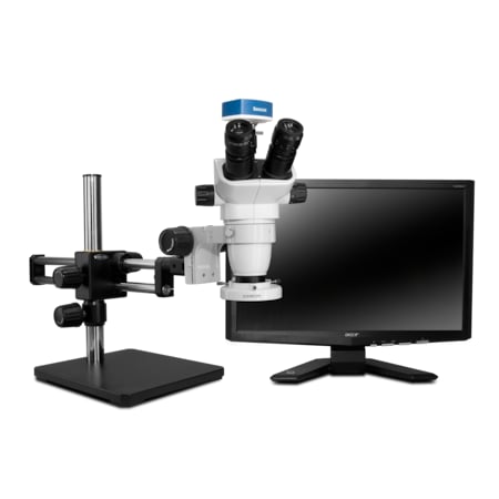 Scienscope SSZ Stereo Trinocular With Compact LED Light On Dual Arm Stand SZ-PK10-E1